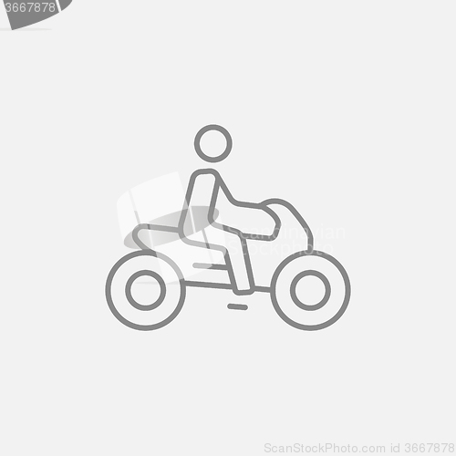 Image of Man riding motorcycle line icon.