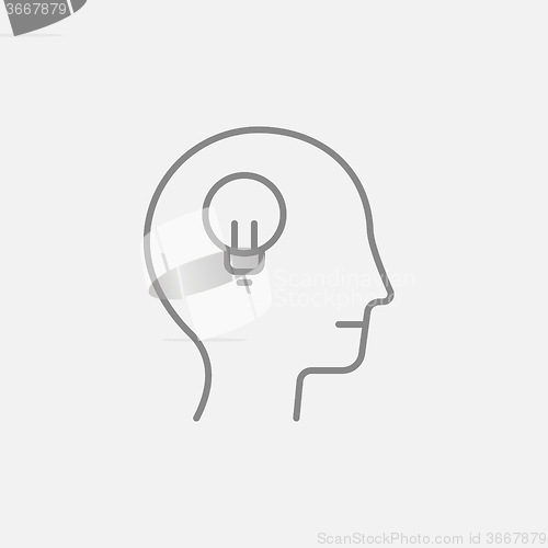 Image of Human head with idea line icon.