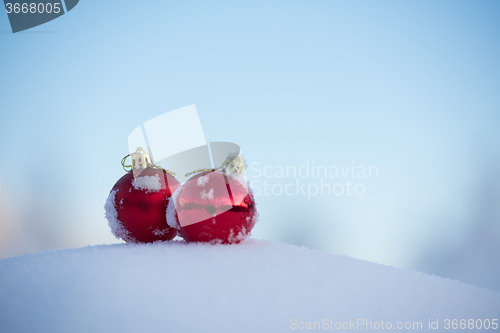 Image of christmas ball in snow