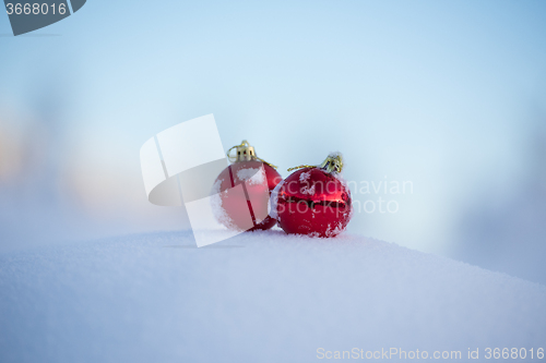 Image of christmas ball in snow