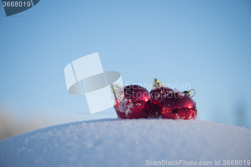 Image of christmas ball in snow