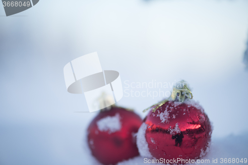 Image of christmas ball in snow