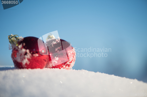 Image of christmas ball in snow