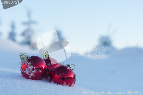 Image of christmas ball in snow