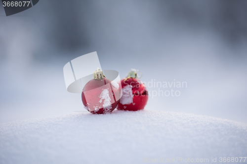 Image of christmas ball in snow