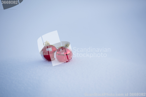 Image of christmas ball in snow