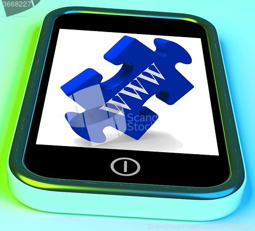 Image of WWW Smartphone Shows Internet Web And Online