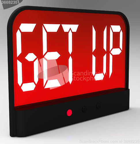 Image of Get Up Clock Message Means Wake Up And Rise