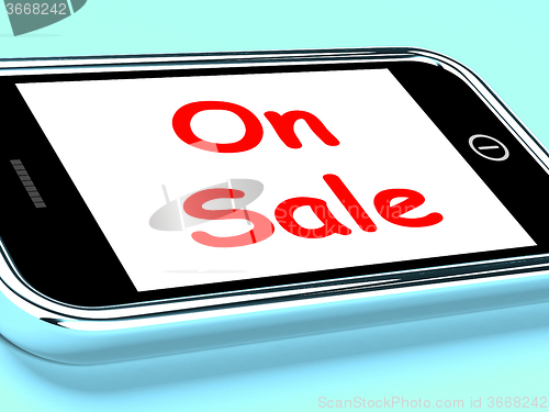 Image of On Sale Phone Shows Promotional Savings Or Discounts