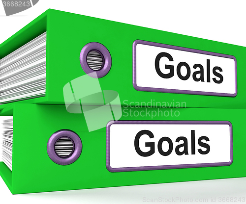 Image of Goals Folders Show Direction Aspirations And Targets