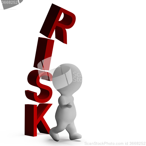 Image of Risk And 3d Character Showing Peril And Caution