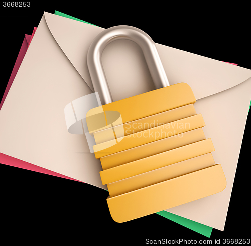 Image of Lock Over Letters Shows Correspondence Safety