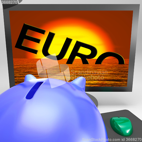 Image of Euro Sinking On Monitor Shows Financial Risk