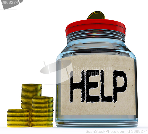 Image of Help Jar Shows Monetary Support Or Contribution