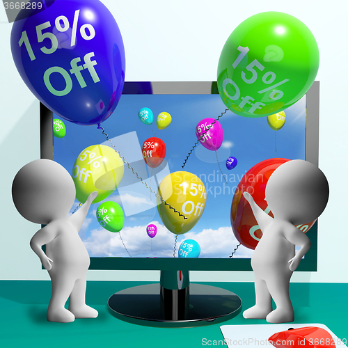 Image of Balloons From Computer Showing Sale Discount Of Fifteen Percent