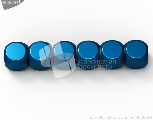 Image of Six Blank Dice Show Background For 6 Letter Word