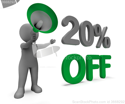 Image of Twenty Percent Off Character Means Discounted Offer Or Sale 20%