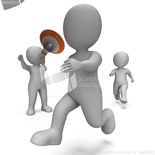 Image of Running Characters And Coach Shows Jogging Jog And Trainer