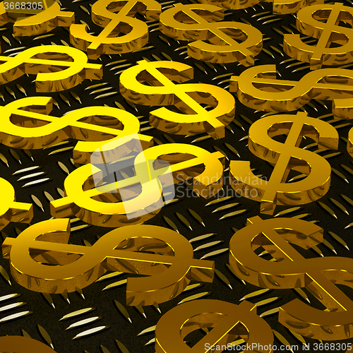 Image of Dollar Symbols On Floor Showing American Earnings