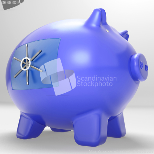 Image of Safe Piggybank Shows Savings Cash Protected Secured