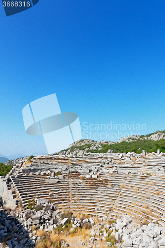 Image of the old  temple and theatre in termessos antalya turkey asia sky