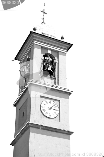 Image of ancien clock tower in italy europe old  stone and bell