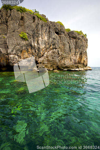 Image of asia the  kho phangan isles bay   rocks    south china green sea