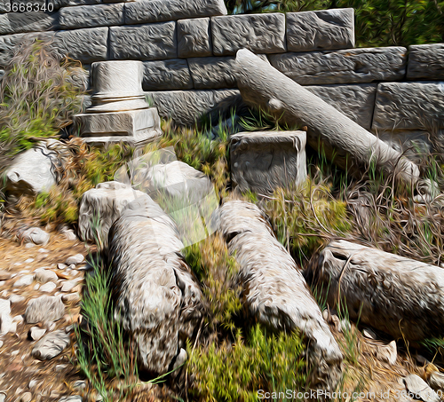 Image of the old  temple and theatre in termessos antalya turkey asia sky