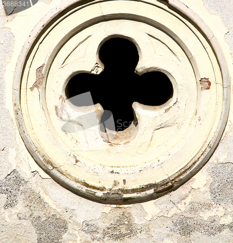 Image of rose window  italy  lombardy     in  the abbiate    old    