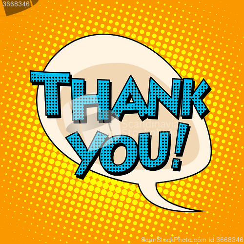 Image of Thank you comic bubble retro text