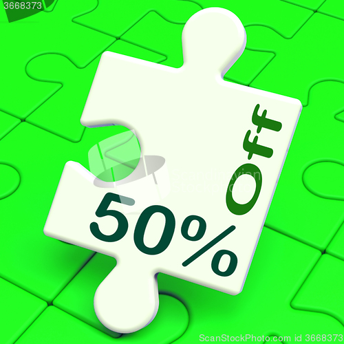 Image of Fifty Percent Off Puzzle Means Discount Or Sale 50%