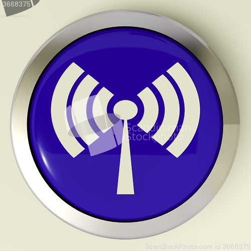 Image of Wifi Button Shows Wireless Internet Access Transmitter