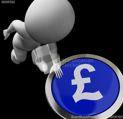 Image of Pound Symbol Button Shows Money And Investments