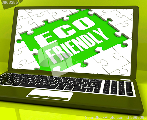 Image of Eco Friendly Laptop Shows Green And Environmentally Efficient