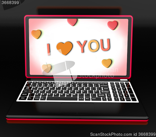 Image of I Love You Key Laptop Message Shows Loving Or Romance