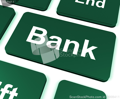 Image of Bank Key Shows Online Or Internet Banking