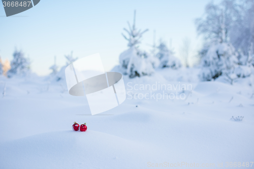 Image of christmas ball in snow