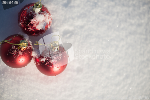 Image of christmas ball in snow