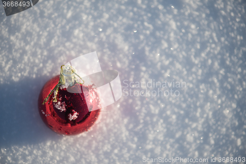 Image of christmas ball in snow