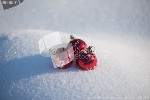 Image of christmas ball in snow