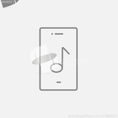 Image of Phone with musical note line icon.
