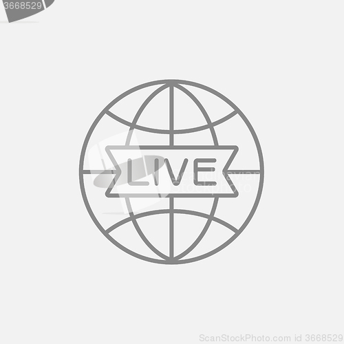 Image of Globe with live sign line icon.