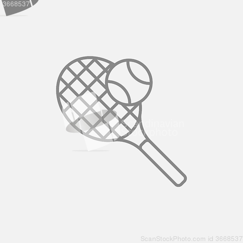 Image of Tennis racket and ball line icon.