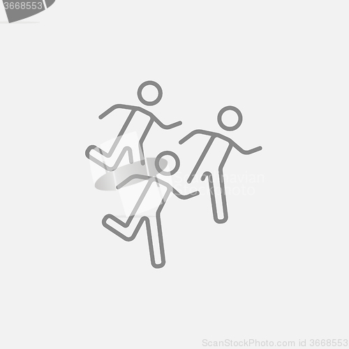 Image of Running men line icon.
