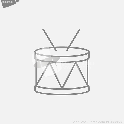 Image of Drum with sticks line icon.