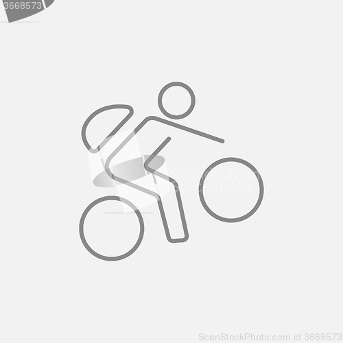 Image of Man riding bike line icon.