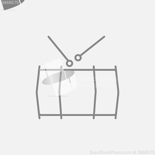 Image of Drum with sticks line icon.