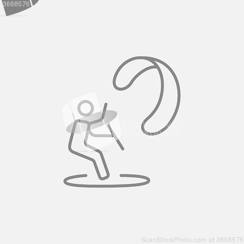 Image of Kite surfing line icon.