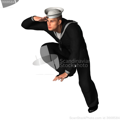 Image of Young Seaman on White