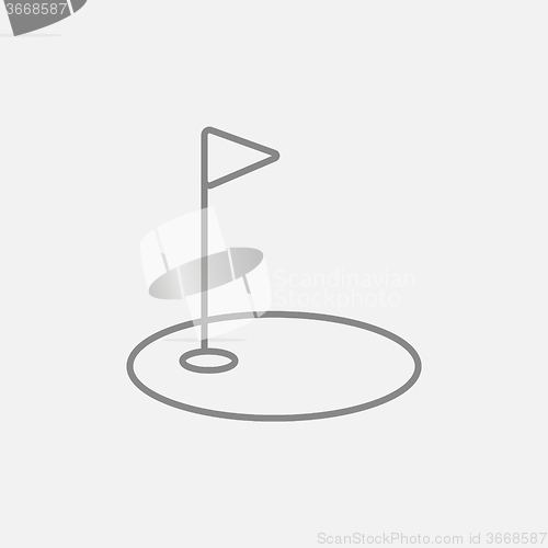Image of Golf hole with flag line icon.